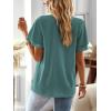 imageWomens Tops Butterfly Sleeve V Neck Blouses for Women Dressy Casual Flowy Swiss Dot Ruffle Short Sleeve ShirtsCyan