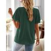imageWomens Tops Butterfly Sleeve V Neck Blouses for Women Dressy Casual Flowy Swiss Dot Ruffle Short Sleeve ShirtsDark Green
