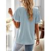 imageWomens Tops Butterfly Sleeve V Neck Blouses for Women Dressy Casual Flowy Swiss Dot Ruffle Short Sleeve ShirtsGraygreen