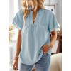 imageWomens Tops Butterfly Sleeve V Neck Blouses for Women Dressy Casual Flowy Swiss Dot Ruffle Short Sleeve ShirtsGraygreen