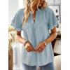 imageWomens Tops Butterfly Sleeve V Neck Blouses for Women Dressy Casual Flowy Swiss Dot Ruffle Short Sleeve ShirtsGraygreen