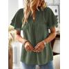 imageWomens Tops Butterfly Sleeve V Neck Blouses for Women Dressy Casual Flowy Swiss Dot Ruffle Short Sleeve ShirtsGreen