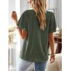 imageWomens Tops Butterfly Sleeve V Neck Blouses for Women Dressy Casual Flowy Swiss Dot Ruffle Short Sleeve ShirtsGreen