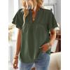 imageWomens Tops Butterfly Sleeve V Neck Blouses for Women Dressy Casual Flowy Swiss Dot Ruffle Short Sleeve ShirtsGreen
