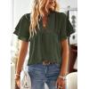 imageWomens Tops Butterfly Sleeve V Neck Blouses for Women Dressy Casual Flowy Swiss Dot Ruffle Short Sleeve ShirtsGreen1