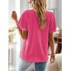 imageWomens Tops Butterfly Sleeve V Neck Blouses for Women Dressy Casual Flowy Swiss Dot Ruffle Short Sleeve ShirtsHot Pink