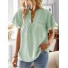 imageWomens Tops Butterfly Sleeve V Neck Blouses for Women Dressy Casual Flowy Swiss Dot Ruffle Short Sleeve ShirtsLight Green