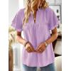 imageWomens Tops Butterfly Sleeve V Neck Blouses for Women Dressy Casual Flowy Swiss Dot Ruffle Short Sleeve ShirtsLight Purple