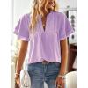 imageWomens Tops Butterfly Sleeve V Neck Blouses for Women Dressy Casual Flowy Swiss Dot Ruffle Short Sleeve ShirtsLight Purple