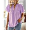 imageWomens Tops Butterfly Sleeve V Neck Blouses for Women Dressy Casual Flowy Swiss Dot Ruffle Short Sleeve ShirtsLight Purple