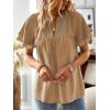 imageWomens Tops Butterfly Sleeve V Neck Blouses for Women Dressy Casual Flowy Swiss Dot Ruffle Short Sleeve ShirtsMocha