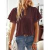 imageWomens Tops Butterfly Sleeve V Neck Blouses for Women Dressy Casual Flowy Swiss Dot Ruffle Short Sleeve ShirtsMulberry