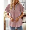 imageWomens Tops Butterfly Sleeve V Neck Blouses for Women Dressy Casual Flowy Swiss Dot Ruffle Short Sleeve ShirtsPink