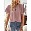 imageWomens Tops Butterfly Sleeve V Neck Blouses for Women Dressy Casual Flowy Swiss Dot Ruffle Short Sleeve ShirtsPink