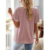 imageWomens Tops Butterfly Sleeve V Neck Blouses for Women Dressy Casual Flowy Swiss Dot Ruffle Short Sleeve ShirtsPink