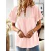 imageWomens Tops Butterfly Sleeve V Neck Blouses for Women Dressy Casual Flowy Swiss Dot Ruffle Short Sleeve ShirtsPink1