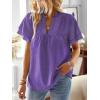 imageWomens Tops Butterfly Sleeve V Neck Blouses for Women Dressy Casual Flowy Swiss Dot Ruffle Short Sleeve ShirtsPurple