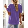 imageWomens Tops Butterfly Sleeve V Neck Blouses for Women Dressy Casual Flowy Swiss Dot Ruffle Short Sleeve ShirtsPurple