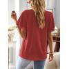 imageWomens Tops Butterfly Sleeve V Neck Blouses for Women Dressy Casual Flowy Swiss Dot Ruffle Short Sleeve ShirtsRed