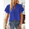 imageWomens Tops Butterfly Sleeve V Neck Blouses for Women Dressy Casual Flowy Swiss Dot Ruffle Short Sleeve ShirtsRoyal Blue