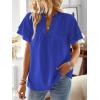 imageWomens Tops Butterfly Sleeve V Neck Blouses for Women Dressy Casual Flowy Swiss Dot Ruffle Short Sleeve ShirtsRoyal Blue