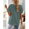 imageWomens Tops Butterfly Sleeve V Neck Blouses for Women Dressy Casual Flowy Swiss Dot Ruffle Short Sleeve ShirtsSage Green