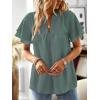 imageWomens Tops Butterfly Sleeve V Neck Blouses for Women Dressy Casual Flowy Swiss Dot Ruffle Short Sleeve ShirtsSage Green
