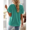 imageWomens Tops Butterfly Sleeve V Neck Blouses for Women Dressy Casual Flowy Swiss Dot Ruffle Short Sleeve ShirtsTurquoise