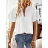 imageWomens Tops Butterfly Sleeve V Neck Blouses for Women Dressy Casual Flowy Swiss Dot Ruffle Short Sleeve ShirtsWhite