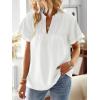 imageWomens Tops Butterfly Sleeve V Neck Blouses for Women Dressy Casual Flowy Swiss Dot Ruffle Short Sleeve ShirtsWhite