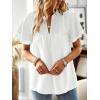 imageWomens Tops Butterfly Sleeve V Neck Blouses for Women Dressy Casual Flowy Swiss Dot Ruffle Short Sleeve ShirtsWhite