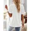 imageWomens Tops Butterfly Sleeve V Neck Blouses for Women Dressy Casual Flowy Swiss Dot Ruffle Short Sleeve ShirtsWhite
