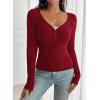 imageWomens Tops Going Out Tops Long Sleeve Shirts for Women Sexy Y2K Crop Top Lace V Neck Blouses Slim Tight Fit Tee