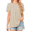 imageWomens Summer Tops Crewneck Short Sleeve Shirts Casual Chiffon Blouses Flowy Lace Hem Boho Clothing Trendy 2025Apricotblack Dots