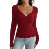 imageWomens Tops Going Out Tops Long Sleeve Shirts for Women Sexy Y2K Crop Top Lace V Neck Blouses Slim Tight Fit Tee