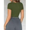 imageFalechay Womens Going Out ShortLong Sleeve Crop Tops Sexy V Neck Shirts Ribbed Blouses for Women Y2K Tee Fitted Slim TShirtAarmy Green