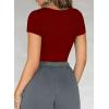imageFalechay Womens Going Out ShortLong Sleeve Crop Tops Sexy V Neck Shirts Ribbed Blouses for Women Y2K Tee Fitted Slim TShirtAburgundy