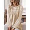 imageBoho Tops for Women Long Sleeve Shirts Crewneck Flowy Womens Blouses Dressy Casual Lace Hem Clothing Trendy 2026Apricotblack Dots