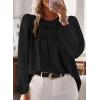 imageBoho Tops for Women Long Sleeve Shirts Crewneck Flowy Womens Blouses Dressy Casual Lace Hem Clothing Trendy 2026Black