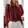 imageBoho Tops for Women Long Sleeve Shirts Crewneck Flowy Womens Blouses Dressy Casual Lace Hem Clothing Trendy 2026Burgundy