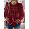 imageBoho Tops for Women Long Sleeve Shirts Crewneck Flowy Womens Blouses Dressy Casual Lace Hem Clothing Trendy 2026Burgundy