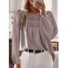imageBoho Tops for Women Long Sleeve Shirts Crewneck Flowy Womens Blouses Dressy Casual Lace Hem Clothing Trendy 2026Coffee