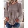 imageBoho Tops for Women Long Sleeve Shirts Crewneck Flowy Womens Blouses Dressy Casual Lace Hem Clothing Trendy 2026Coffee