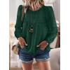 imageBoho Tops for Women Long Sleeve Shirts Crewneck Flowy Womens Blouses Dressy Casual Lace Hem Clothing Trendy 2026Dark Green
