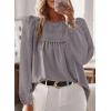 imageBoho Tops for Women Long Sleeve Shirts Crewneck Flowy Womens Blouses Dressy Casual Lace Hem Clothing Trendy 2026Dark Grey