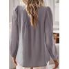 imageBoho Tops for Women Long Sleeve Shirts Crewneck Flowy Womens Blouses Dressy Casual Lace Hem Clothing Trendy 2026Dark Grey