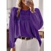 imageBoho Tops for Women Long Sleeve Shirts Crewneck Flowy Womens Blouses Dressy Casual Lace Hem Clothing Trendy 2026Dark Purple
