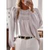 imageBoho Tops for Women Long Sleeve Shirts Crewneck Flowy Womens Blouses Dressy Casual Lace Hem Clothing Trendy 2026Gray Beige