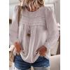 imageBoho Tops for Women Long Sleeve Shirts Crewneck Flowy Womens Blouses Dressy Casual Lace Hem Clothing Trendy 2026Gray Beige