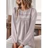 imageBoho Tops for Women Long Sleeve Shirts Crewneck Flowy Womens Blouses Dressy Casual Lace Hem Clothing Trendy 2026Gray Beige